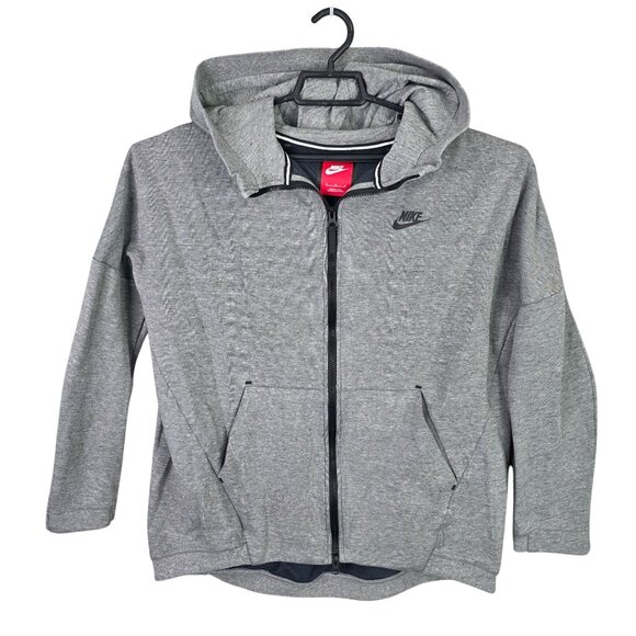 Mens Nike Heathered Gray Hooded Jacket Full Zip Long Sleeve Cotton Blend Size M - Picture 1 of 8